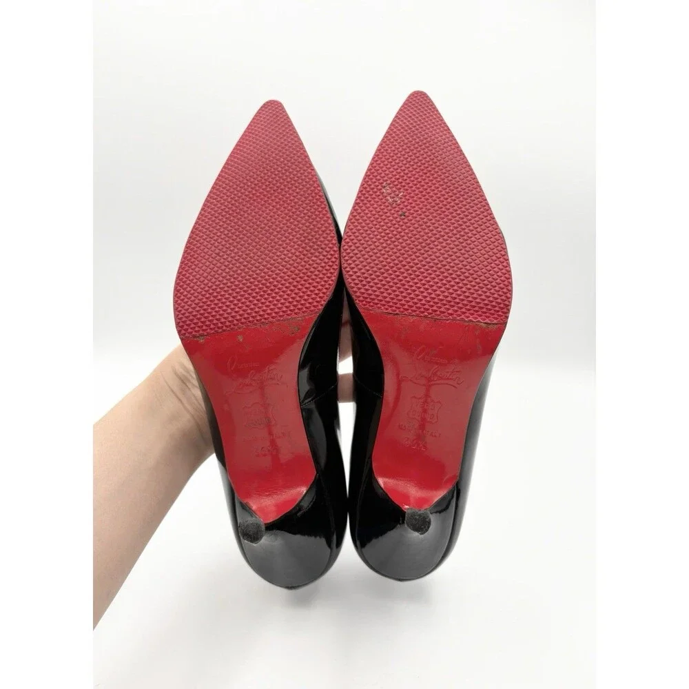 Christian Louboutin Black Patent Leather Pointed Toe Stiletto Heels Size EU 36.5